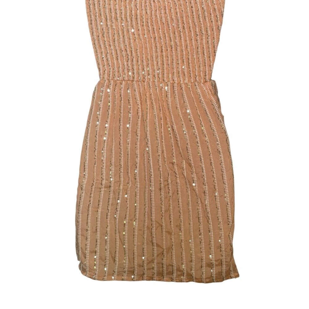 Sundress Peach Gold Sequin Strapless Smocked Mini Dress XS/S NWT - Picture 6 of 6